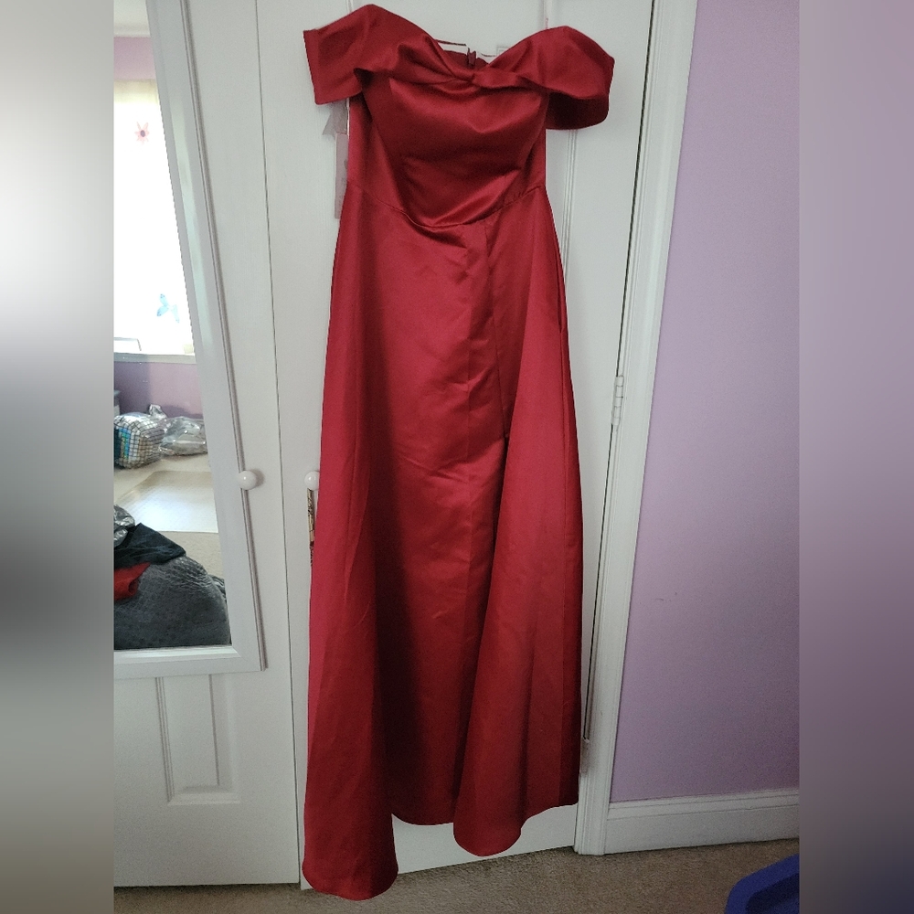 Elegant Red Off-Shoulder Evening Gown JJs HOUSE